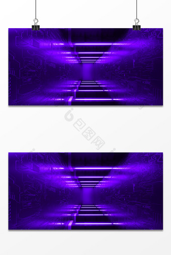 紫色空间霓虹灯线条背景图片