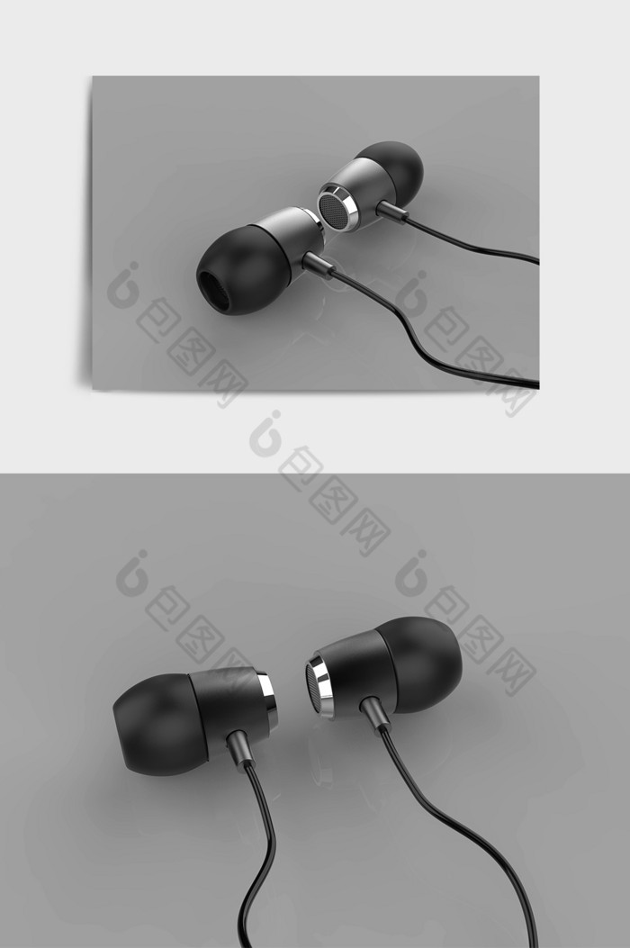 黑色科技入耳式耳机C4D模型图片图片