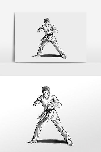 跆拳道素描图片