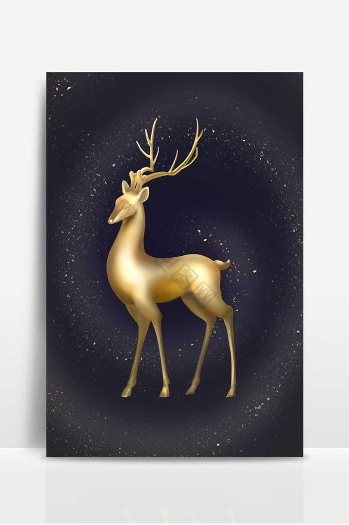 金色圣诞麋鹿小鹿图片图片