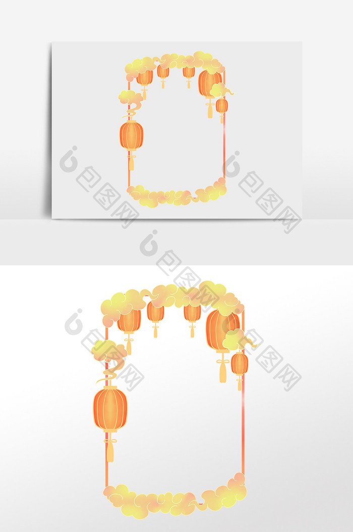 古风祥云灯笼边框