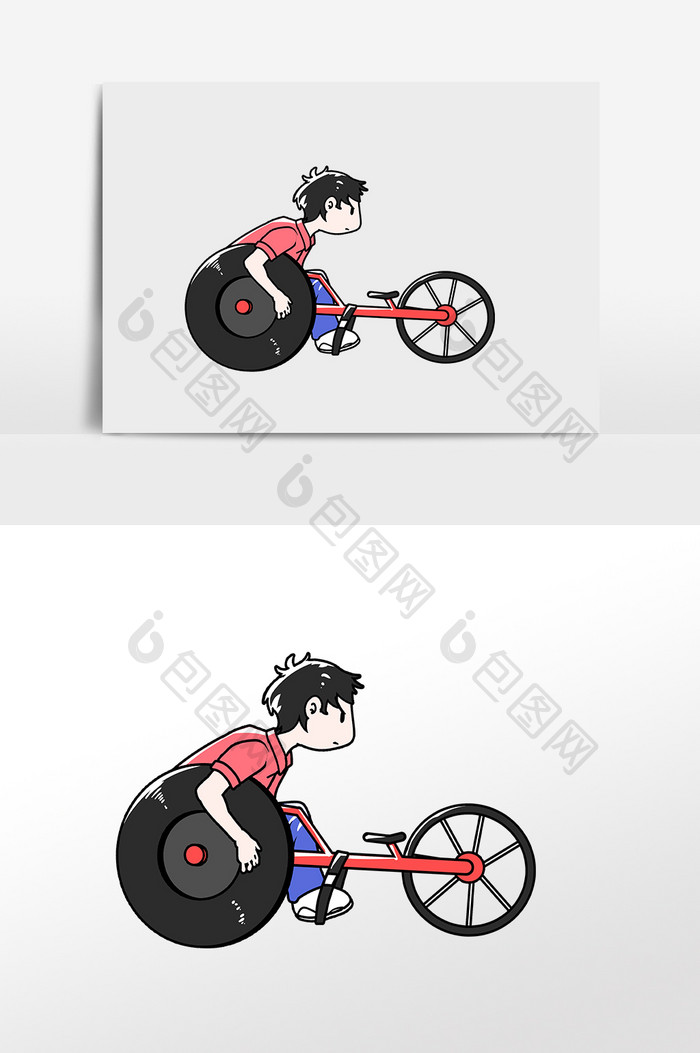 卡通残疾人运动赛车