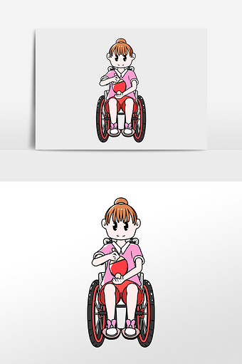 残疾人运动女孩打乒乓球