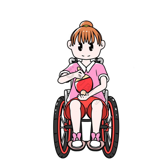 残疾人运动女孩打乒乓球图片
