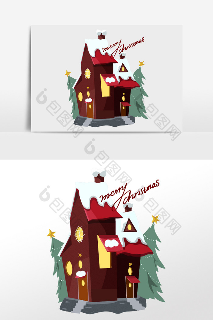 圣诞节积雪小房子房屋图片图片