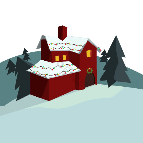 圣诞积雪房屋房子图片