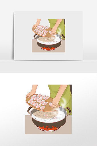 饺子制作步骤图片卡通图片