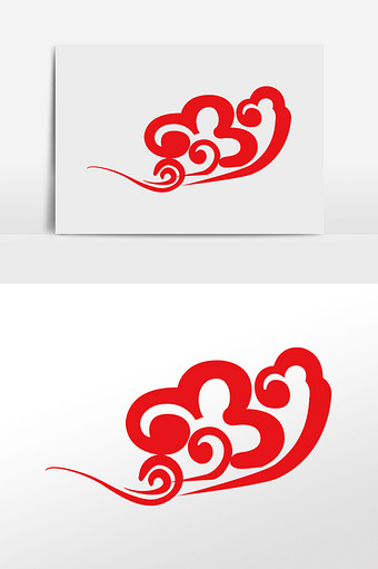 国潮红色祥云云纹