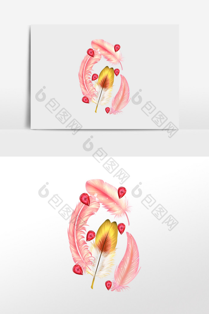 羽毛带珍珠粉色羽毛