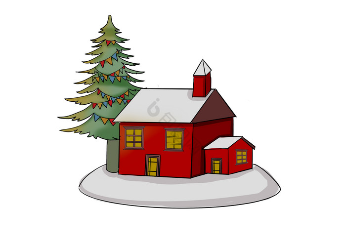 圣诞节冬季雪屋房子图片