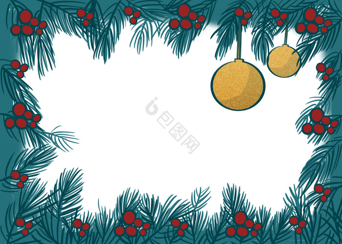 圣诞松枝浆果边框图片