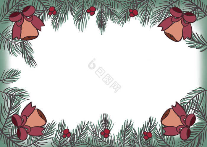 圣诞节松枝浆果边框图片