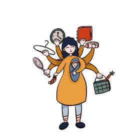 家庭妇女忙碌宝妈