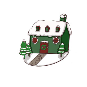 圣诞风房子积雪绿房子