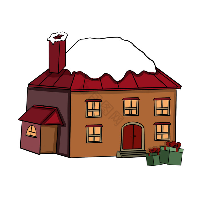 圣诞风房子积雪房屋图片
