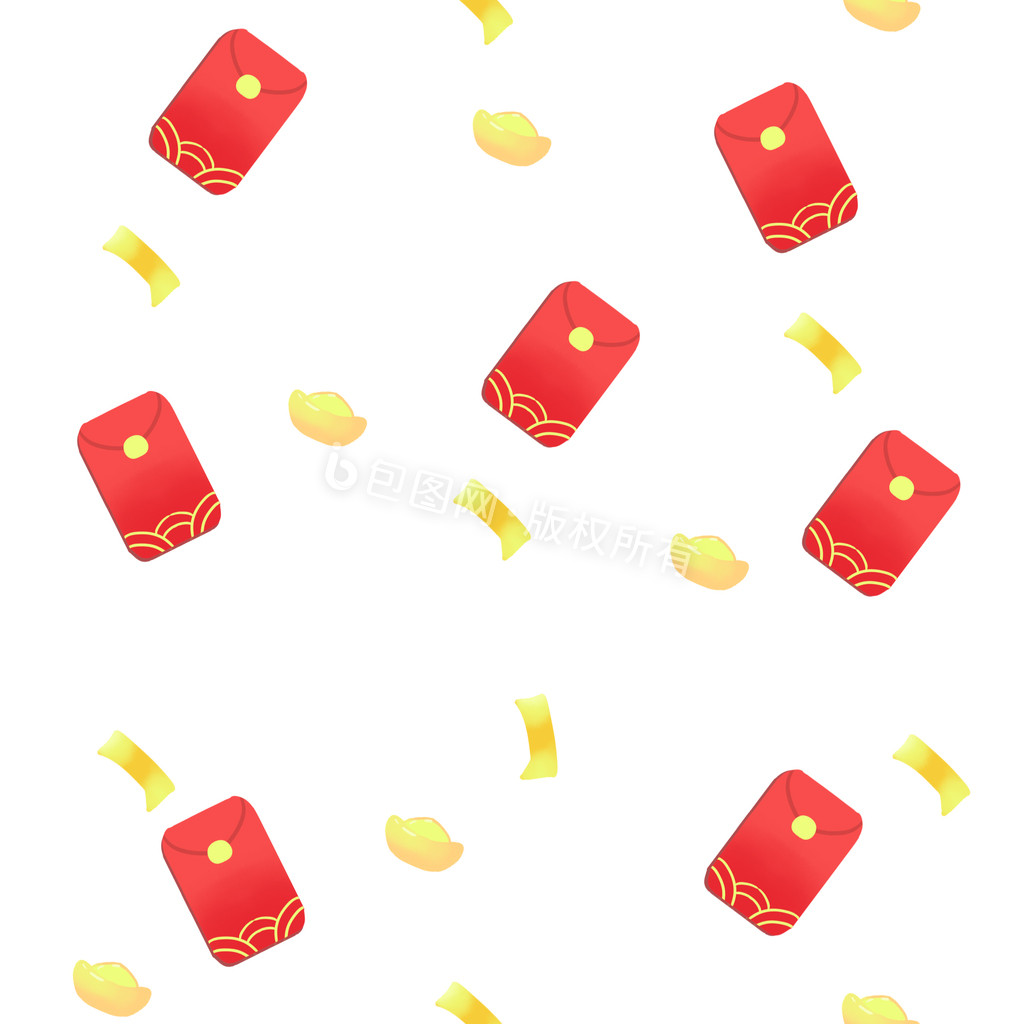 春节红包金币飘落循环元素小动画GIF动图图片