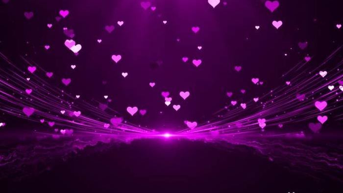 4K紫色浪漫心形爱情婚礼舞台背景