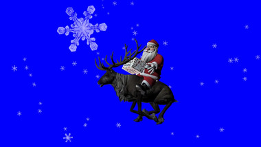 抠像素材圣诞老人骑着鹿行走合成素材