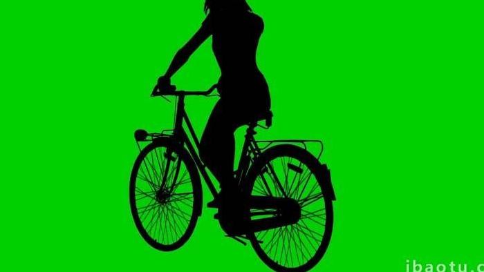 抠像素材剪影女子骑着自行车素材