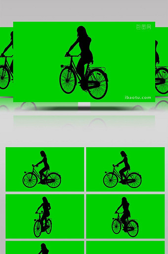抠像素材剪影女子骑着自行车素材图片