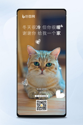 关爱动物猫狗行动从我做起手机海报