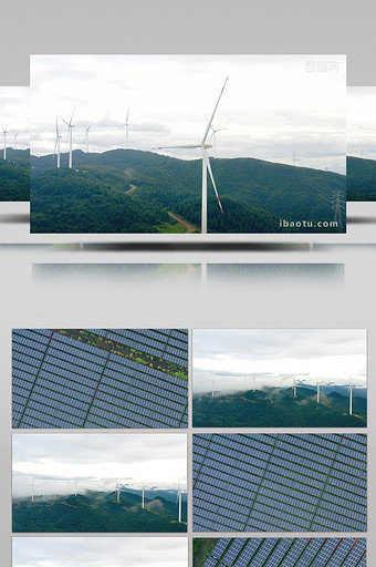 4K实拍大山里的风力发电机视频素材图片