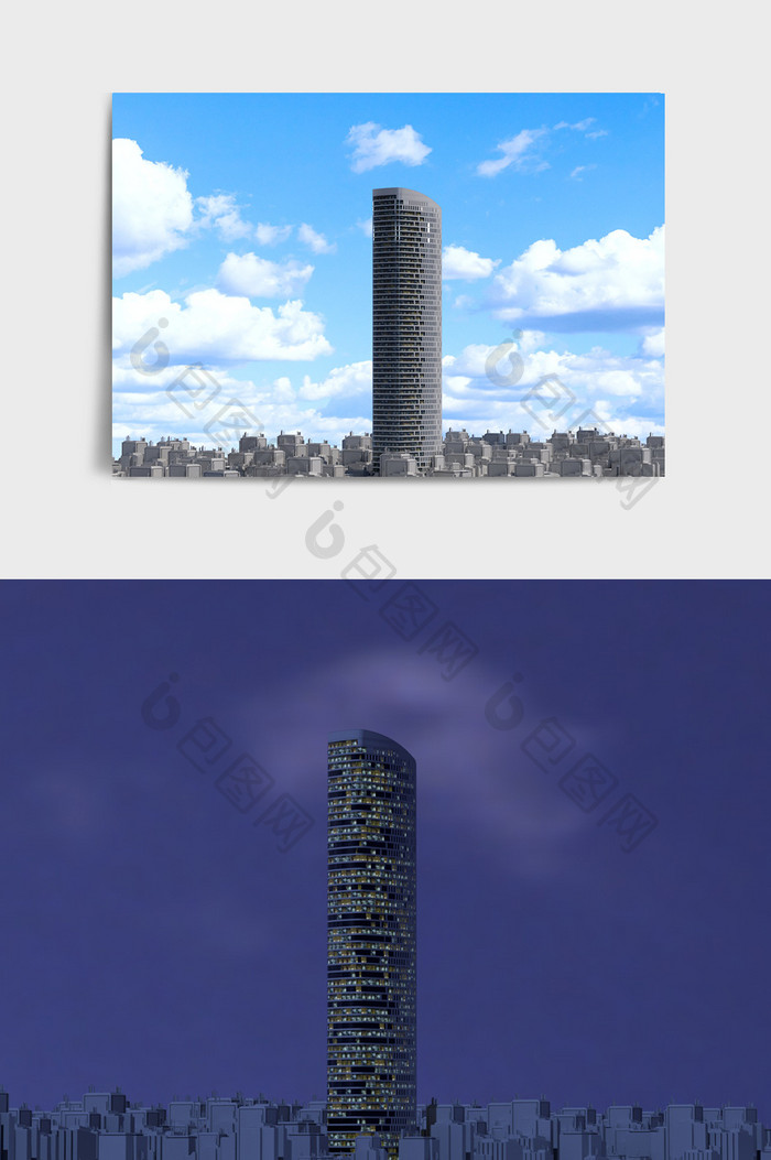 蓝色建筑高端大气高楼C4D模型