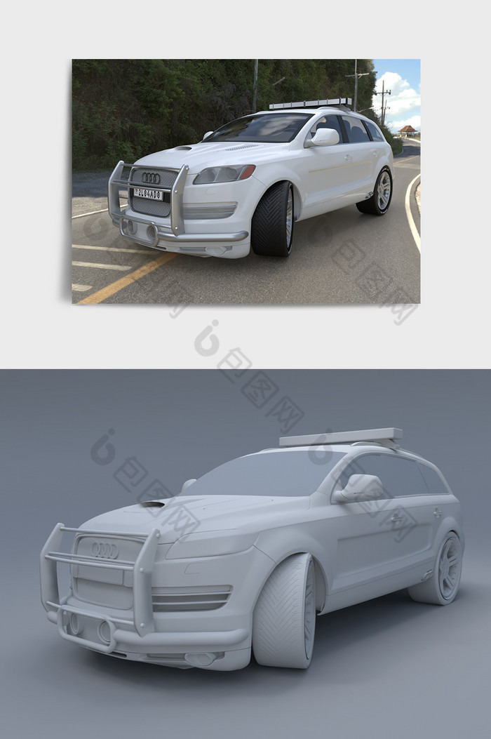 白色4s店高端汽车奥迪C4D模型图片图片