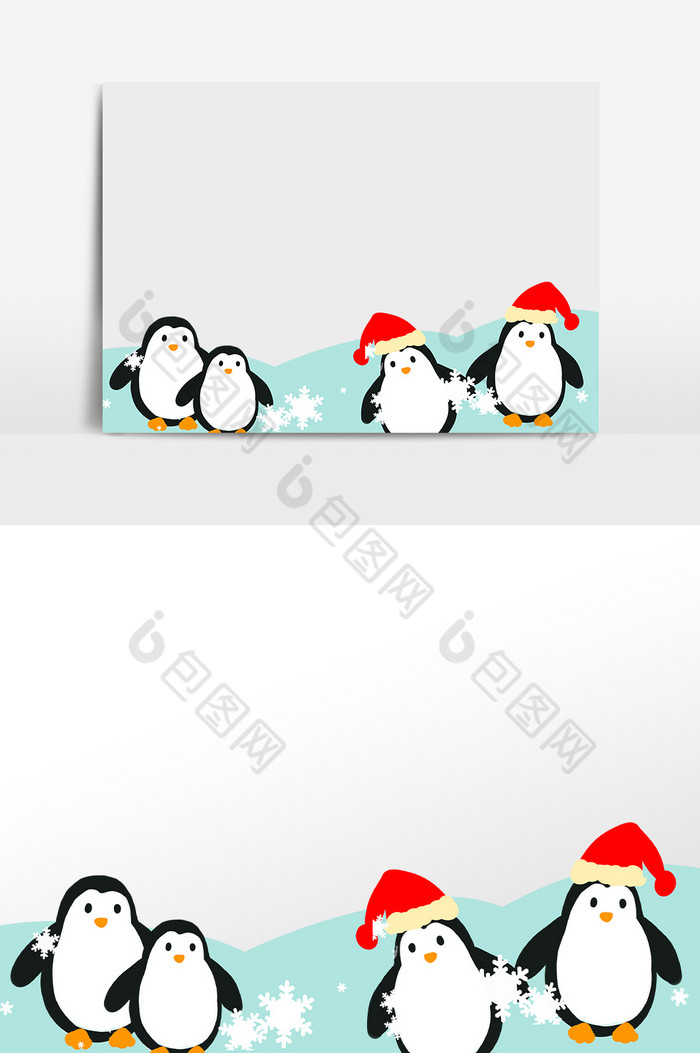 圣诞节企鹅雪花底边图片图片