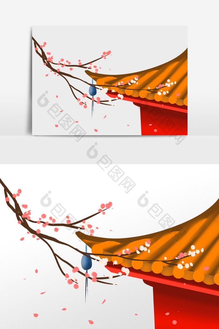 古风宫廷屋檐树枝图片图片
