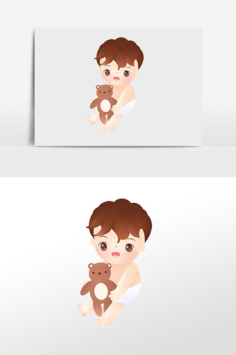 卡通穿纸尿裤宝宝