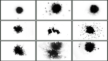 36个中国风墨水飞溅滴落晕开印迹视频素材