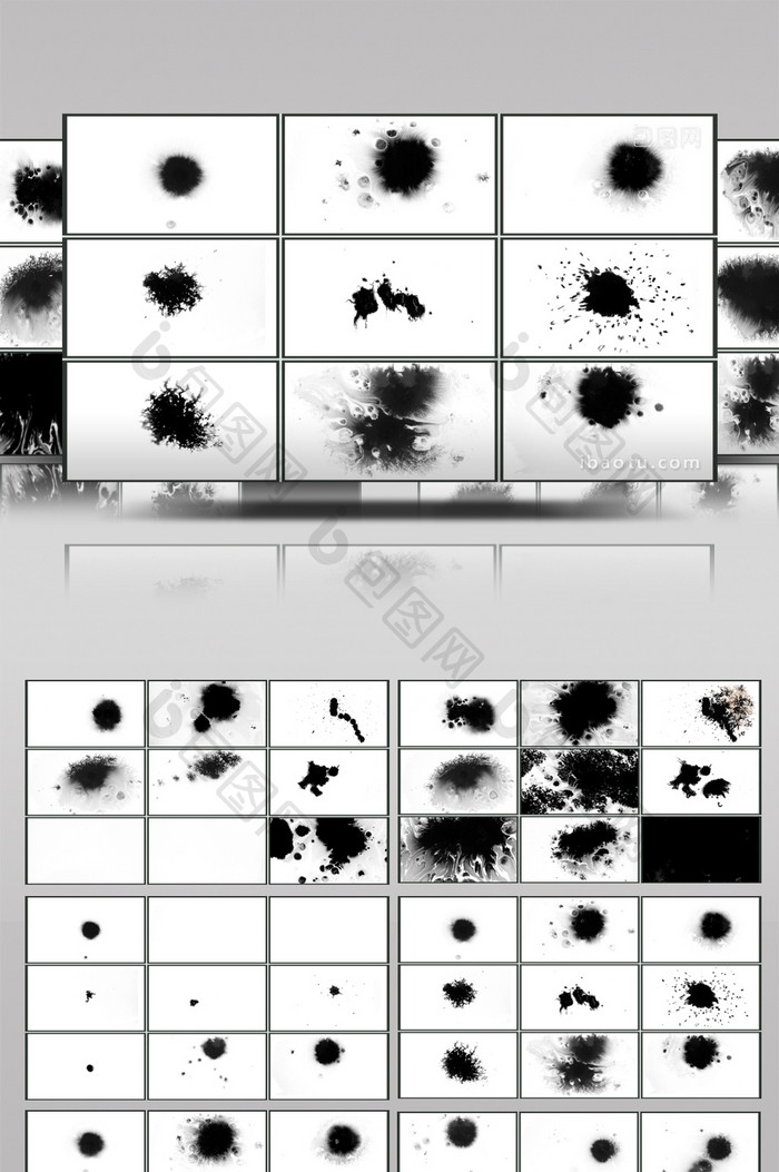 36个中国风墨水飞溅滴落晕开印迹视频素材