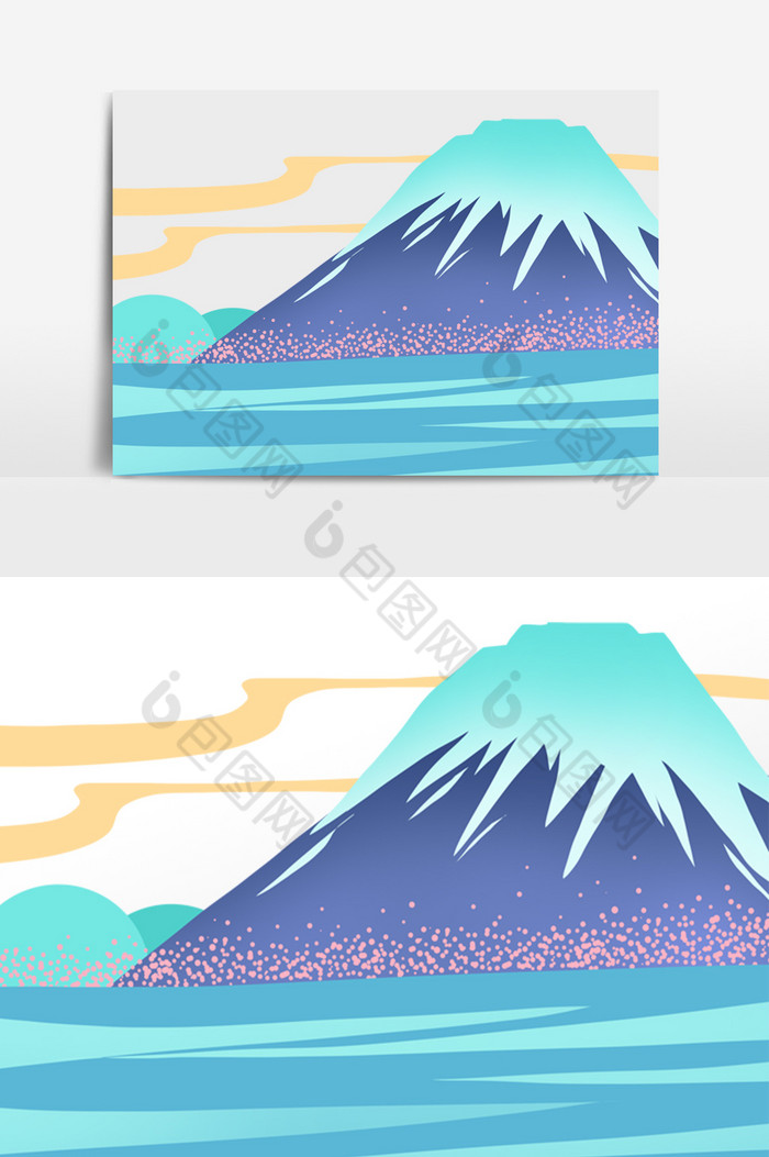 日本日式和风富士山底边图片图片