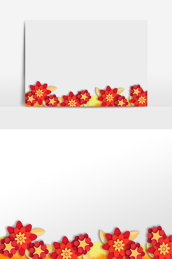 春节红色花朵底边