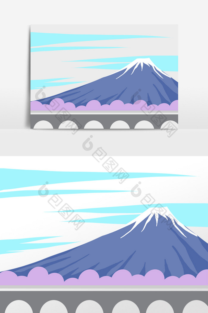 日式和风富士山底边