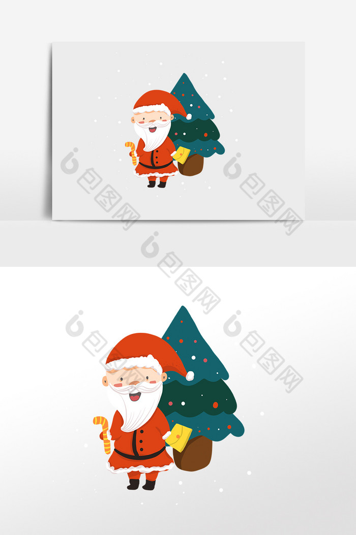 圣诞老人圣诞树Q版贴纸图片图片
