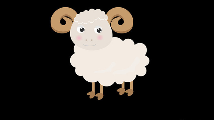简约扁平画风可爱动物类盘羊MG动画