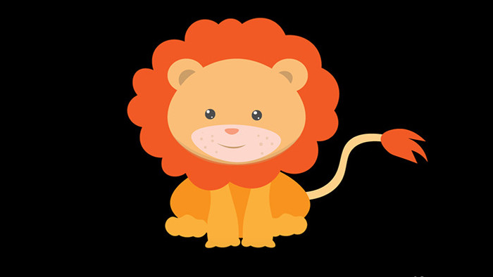 简约扁平画风可爱动物类狮子MG动画