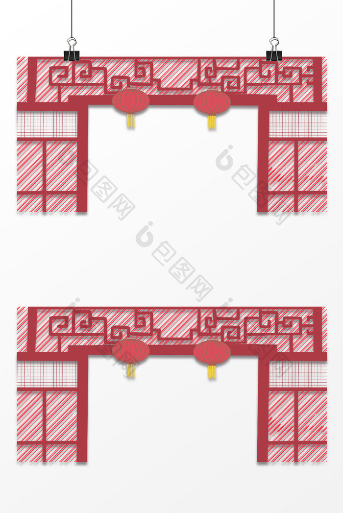 新年春节花纹灯笼背景