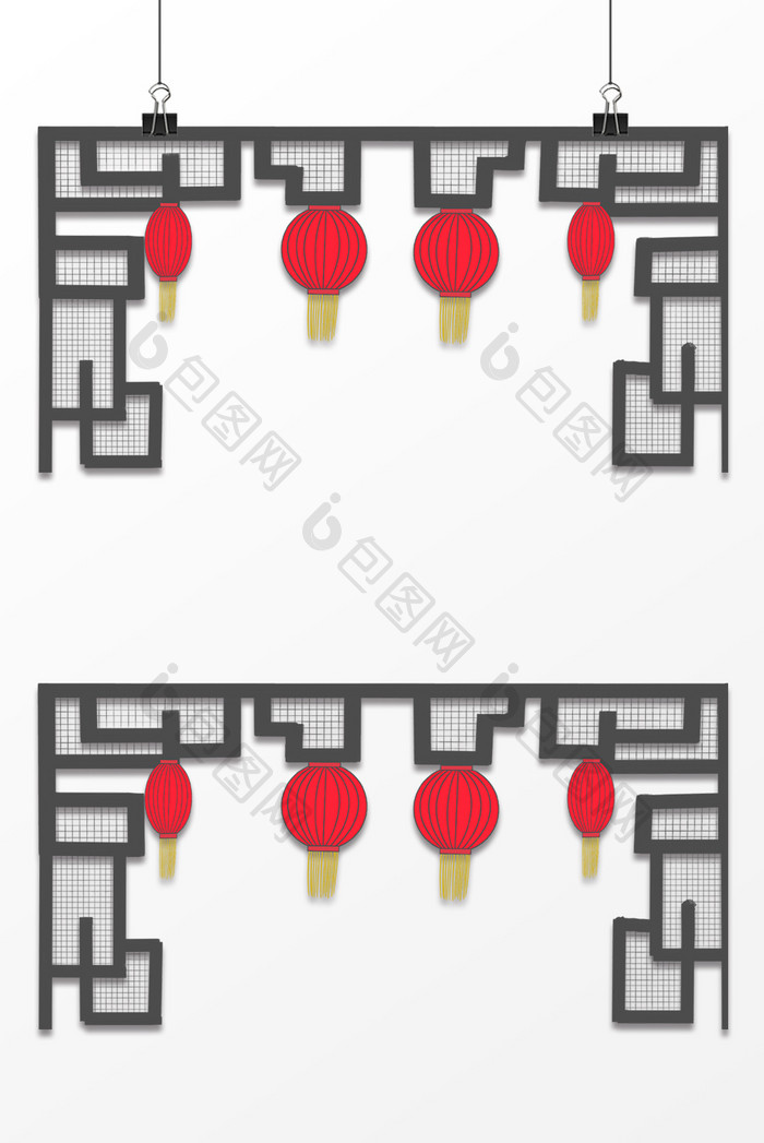 古风花纹灯笼背景