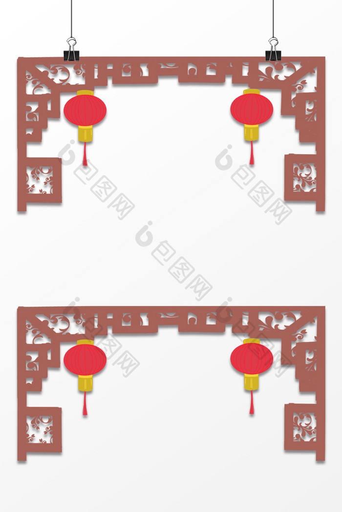 春节古风花纹灯笼背景