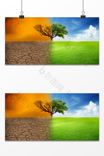 黄色沙漠绿色草地环保水资源背景图片