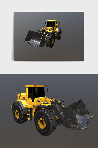 黄色铲车c4d产品模型图片