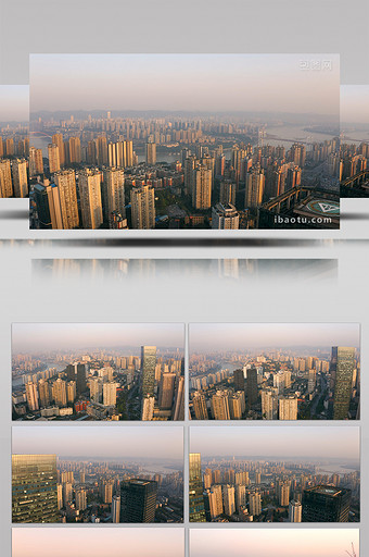 航拍夕阳下的重庆城区图片