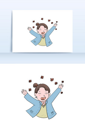 女生开心撒花解放呵呵表情包配图