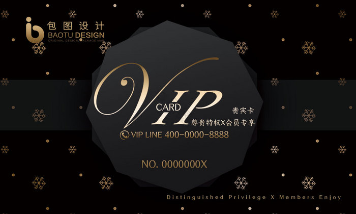 黑金美容机构贵宾VIP会员卡模板图片