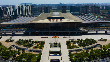 航拍南京南站亚洲第一大高铁站大景