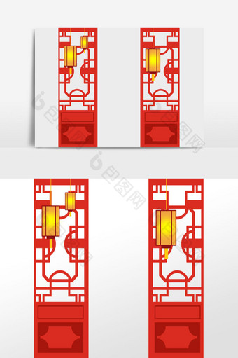 春节新春古风门框灯笼图片