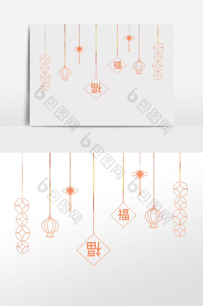 线性春节挂饰装饰图片图片